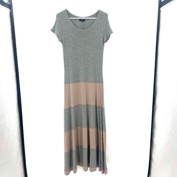 Gap Gray Pink Colorblock Short Sleeve Maxi Dress Women's Small - Picture 1 of 8